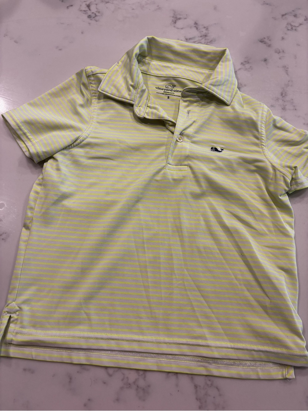 Boys’ Vineyard Vines Boys' Neon Yellow/Green Stripe Polo Shirt
